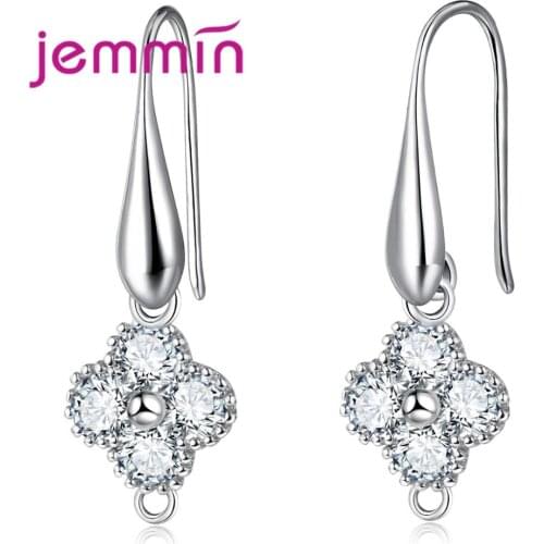New Tide Brand Jewelry Accressories for Women Elegant Rhinestone Flower Earring Hooks Fine 925 Sterling Silver Earrings