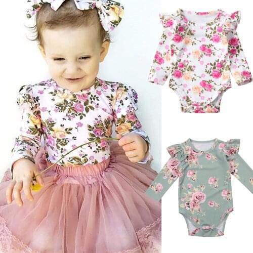 Newborn Infant Baby Girl Floral Outfits Playsuit Clothes Sunsuit