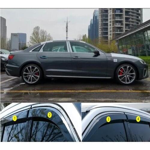 4pcs Plastic Exterior Visor Vent Shades Window Sun Rain Guard Deflector For Audi A4L 2017 2018 2019 2021 YJD