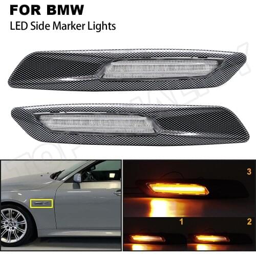 Clear Lens Dynamic LED Side Marker Turn Signal Blinker Light Amber Arrow Lamp For BMW E60 Sedan 2004-2010 E61 Wagon 2006-2010