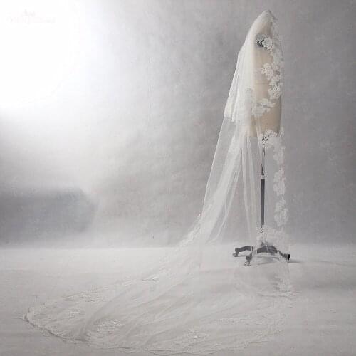 RSV127 Appliques 2 Tier Cathedral Wedding Lace Veil