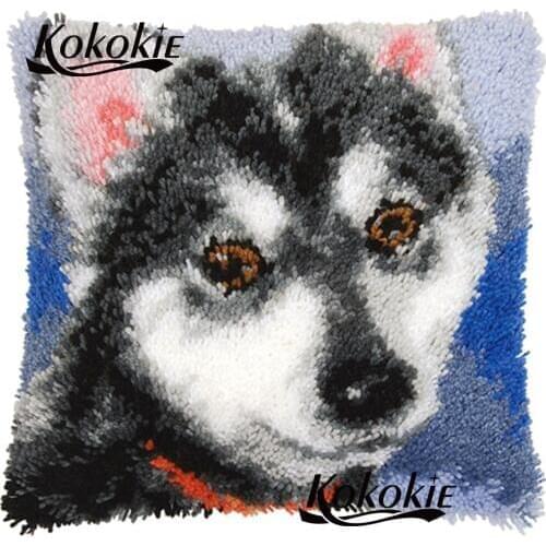 Handmade Unfinished Embroidery Pillowcase cross stitch modern colorful carpet latch hook dog cushion embroidery Needlework sets