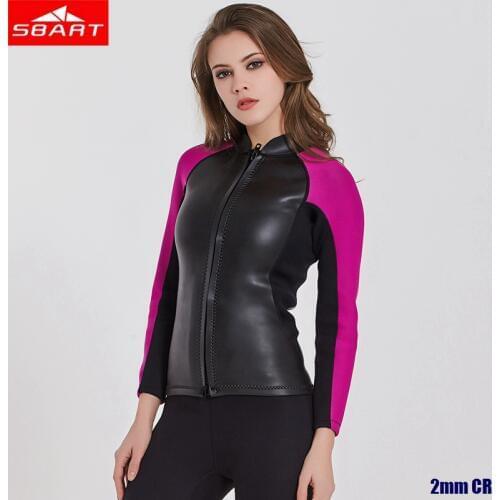 SBART 2mm Women Rashguard Tights Elastic Neoprene Diving Jacket Long Pants full bodysuit coat CR Light Leather Zipper Wetsuit