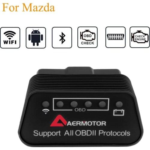 Black WIFI ELM327 OBD2 Scanner Car Diagnostic Tools for Mazda 6 3 CX3 CX5 CX8 CX9 RX8 OBD ELM 327 Code Reader for Android IOS