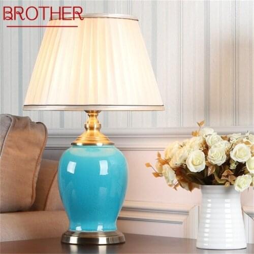 BROTHER Ceramic Table Light Modern Luxury Desk Lamp LED For Home Bedside Bedroom