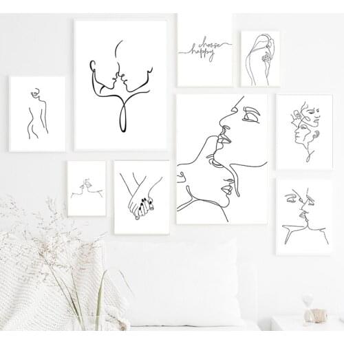 Modern Art Home Decor Abstract Hand Drawing Figure Picture Wall Art Canvas Painting Nordic Decor Poster and Print for Dormitory