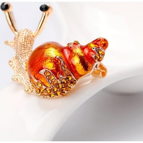 Rhinestone Snail Brooches Fashion Colors Enamel Pin High Quality for Women Cute Small Insect Brooch Pins