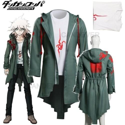 Cosplay Super Danganronpa 2 Nagito Komaeda Hoodie Jacket coat t shirts t-shirt Halloween Costumes for Women Men Adult Anime