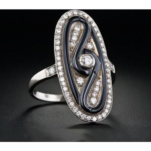 Womens Vintage 925 Silver Oval Epoxy Ring Banquet Wedding Engagement Wedding Gift Jewelry Ring Wholesale