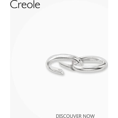 Circle Oval Charm Carrier Element,2019 Fashion Jewelry 925 Sterling Silver Casual Click Clasp Ring Gift For Women