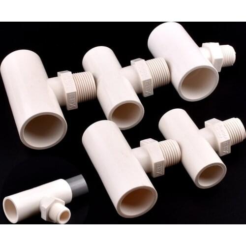 1pc 20mm 25mm 32mm to 1/2" 3/4" 1 Inch PVC Male Thread Tee Connector Garden Irrigation 3 Way T-type UPVC Pipe Fittings Adapter