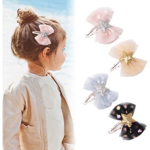 1 Pcs Baby Girl Infant Hair Accessory Clothes Hairpin Newborn Toddler Clip Headwear Princess Children Cute Bow bowknot Dot Star