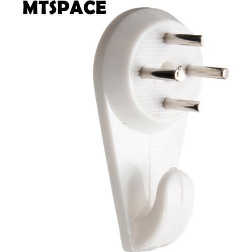 MTSPACE 10pcs/Set White Plastic Invisible Wall Mount Photo Picture Frame Nail Hook Hanger 30mm Easy To Fix Without Trace
