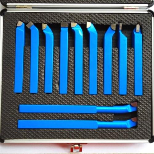 11PCS Metal Carbide CNC Lathe Tools Carbide Brazed Tipped Cutter Tool Bit Cutting Set Kits Welding Turning Tool Holder