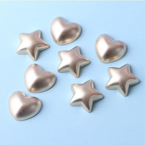 20Pcs Gold Plated Heart Star Flat back Resin Cabochons Embellishments for Hair Bows Center DIY Accessories Scrapbooking Decor