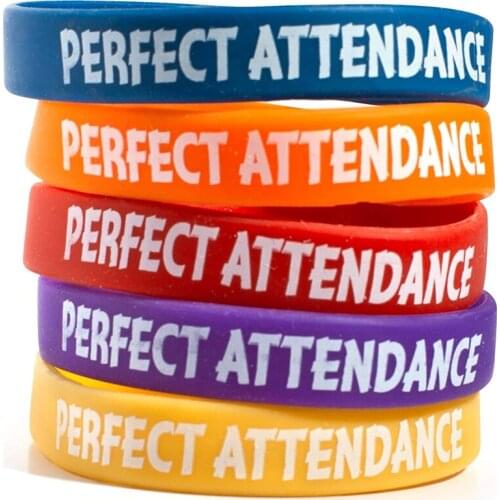 300pcs Perfect Attendance Silicone Wristbands Bracelets Free Shipping by DHL