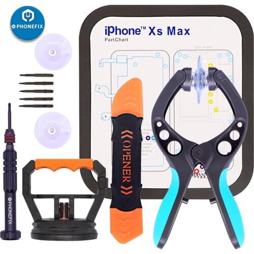 5 in 1 Screen Opening Tool Kit with Magnetic Mat Pliers Screwdriver Set for iPhone 6 7 8 X Mobile Phone Repair Hand Tools