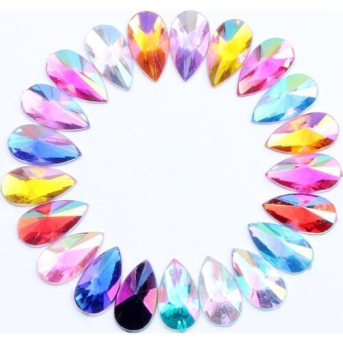 8x13mm-9x18mm Tear Drop Shape Acrylic Rhinestones 16 Colors Glue On Flatback Pointed Stones Beads For DIY Crafts Jewelry Making