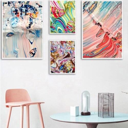 Abstract Red and Blue Marble Landscape Art Canvas Wall Poster Nordic Abstract Texture Print Painting Decorative Picture Modern