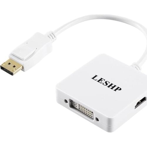 White 1080P DP(Thunderbolt) Male DVI / DP / HDMI to Female Adapter Converter Mini Displayport For MacBook