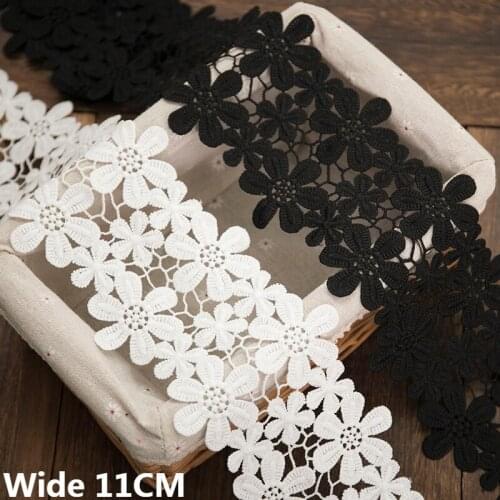 11CM Wide White Black Exquisite Water Soluble Lace Fabric Embroidered Ribbon Clothing Wedding Sewing Materials DIY Accessories
