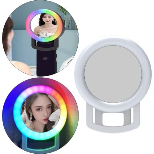 Selfie Light Ring Led Circle Clip-on Selfie Fill Light with 12 Led USB Rechargeable Portable for Smart Phones, Makeup Mirrors