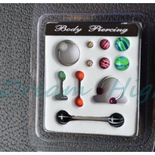 Lip Stud Nose ring Change ball eyebrow piercing Straight Barball Tongue Ring Set Jewelry Body Piercing 316l Surgical steel