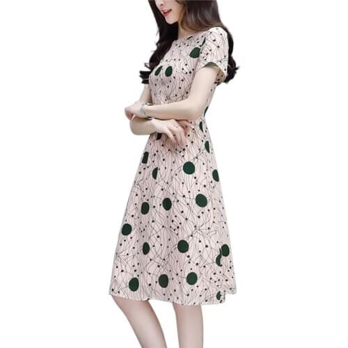 Summer Bohemian Style Women Dress Sexy Vintage Midi Polka Dot O-Neck Dress Elegant Women Dresses Evening Party High Waist Dress