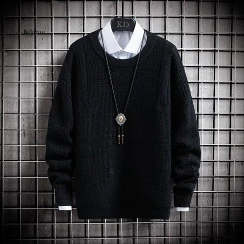 Knitted Mens Sweaters Solid Pullover Sweater Shirt Pull Up Long Sleeve Jumper Autumn Male Pullovers 2021 Multi Colors