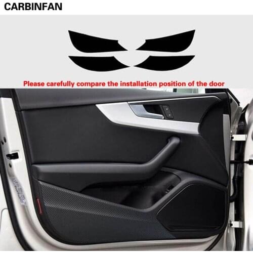 Car Styling Side Door Inner Decal Anti-kick Protective Carbon fiber Flim Stickers 4Pcs/Set For AUDI A4L A4 2009-2019