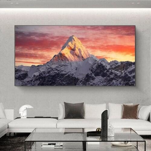 Everest Mountain In Sunset Poster and Prints Canvas Wall Art Painting Landscape Picture for Living Room Cuadros Decoration