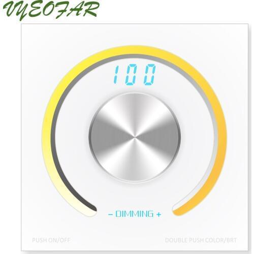 New Led Color Temperature Controller 12V-24V Wall Mount Manual Panel Digital Display Rotary Knob Single Strip CT CCT Controller