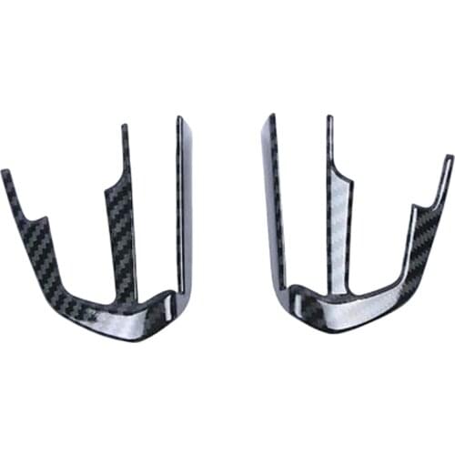 Carbon Fiber Look Steering Wheel Button Cover Trim 2Pcs for Cadillac CT4 2020