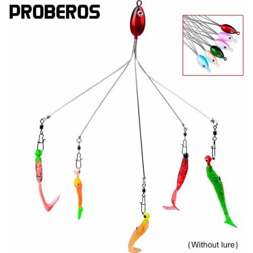PROBEROS 6PCS Alabama Artificial 5 Arms Umbrella 9.5g Rig Fishing Lures 21cm Stainless Snap Swivel Spinners Bass Baits Tackle