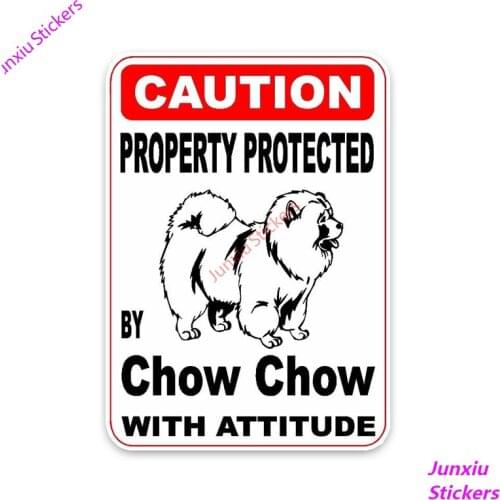 Property Protected By Chow Chow Dog Car Sticker Trunk Laptop Fuel Tank Cap High Quality Waterproof Decoration Graphic PVC14x12cm