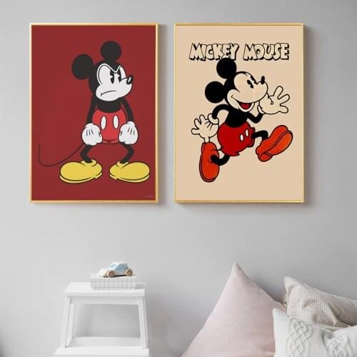 Disney Vintage Cartoon Sporty Mickey Running Posters and Prints Canvas Painting for Kids Room Wall Art Pictures Decor Cuadros