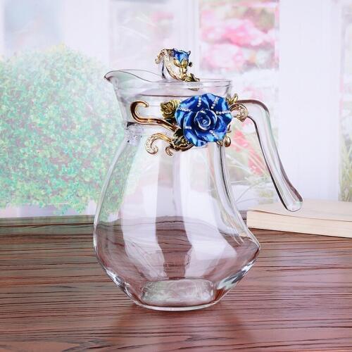 1300ml High grade enamel cold water kettle glass high temperature and explosion proof European household large capacity ket