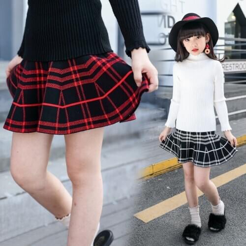 White Red Children 4 6 8 10 12 Years A-line Skirt 2021 Spring Autumn New Kids Girl Cute Classic Korean Princess Knitted Clothes