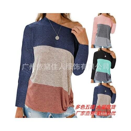T Shirt Women 2021 New Fashion Hot Style Leisure Loose Stitching Color Matching Color T-shirt Tshirt YDJR9008