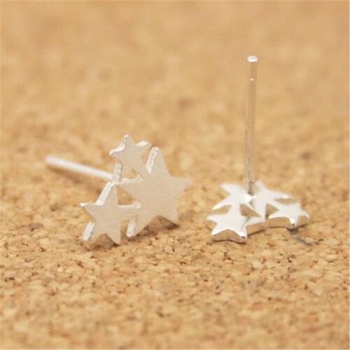 Trendy Pentagram Stud Earrings Three Star Combination Earrings for women