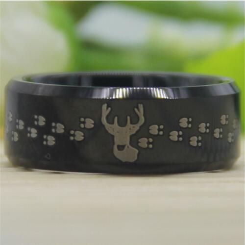 Hot Fashion Tungsten Rings For Women Mens Wedding engagement Ring Hunting Buck&Deer Tracks Design Party Ring Father Mom Gift