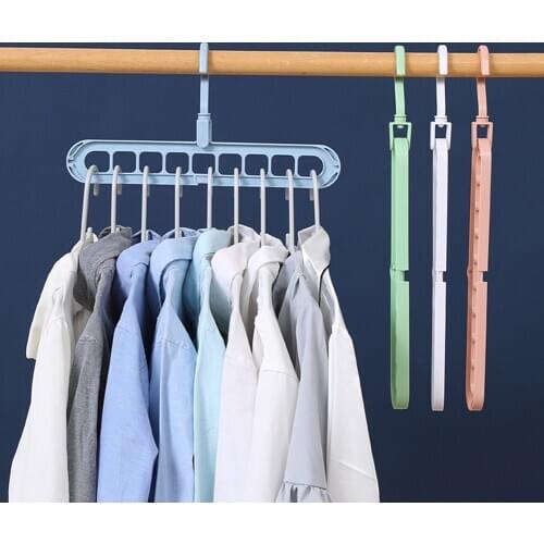 1PC 9 Holes Clothes Hanger Rack 360 Degree Rotate Wardrobe Hanging Storage Shelf Hooks Household Laundry Drying Rack Organizer