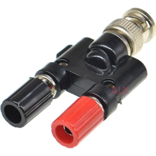 1Pcs BNC male to two dual 4mm Banana binding post jack connector Adapter bnc male to banana female jack