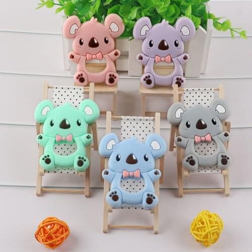 Kovict 1pcs Baby Koala Food Grade Silicone Teether Bracelet Pacifier Chain Clips Pendant BPA Free Baby Teething Toy Necklace