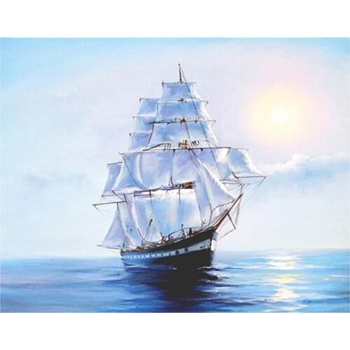 5D DIY Full Round/Square Diamond Painting Sailboat 3D Embroidery Cross Stitch Rhinestone Mosaic Home Decor Gift Yy89