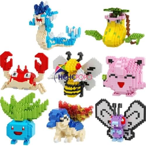 7064-7119 Mini Diamond Blocks World Famous Anime Small Size Pokemon Figure Model Easy DIY Figures Block Building Toy
