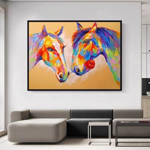 Abstract Colorful Graffiti Art Canvas Painting Horse Animals Wall Art Posters and Prints Wall Picture Home Decor No Frame