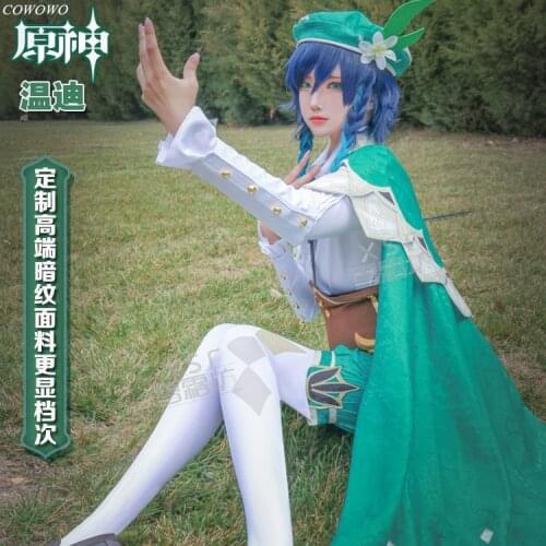 Anime! Genshin Impact Venti Battle Suit Lovely Uniform Cosplay Costume Halloween Carnival Party Outfit For Women 2020 NEW