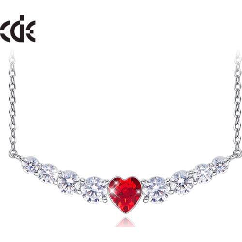 CDE Heart Pendant Nacklace For Woman Collier Femme Embellished with crystals Necklace Charm Jewelry Collars