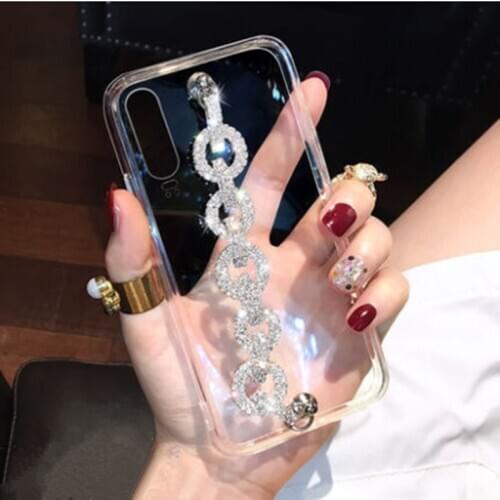 Phone Cases For Samsung A40 M21 A20E A10E M31 M80S M60S M40S M10S M40 A5 A6 A7 A8 A9 Glitter Bling Diamond Bracelet Chain Cover